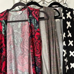 3 medium Lularoe Joy sleeveless sweaters